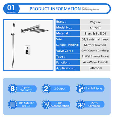Set Faucet Mandi Dan Bak Mandi Kuningan Dengan Bahan Kepala Pancuran Ukuran 25 * 25cm 304 SS pemasok