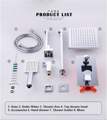 Tampilan Digital Shower Head Dan Faucet, 8.5 * 10.5cm Shower Head Dan Handle Set pemasok
